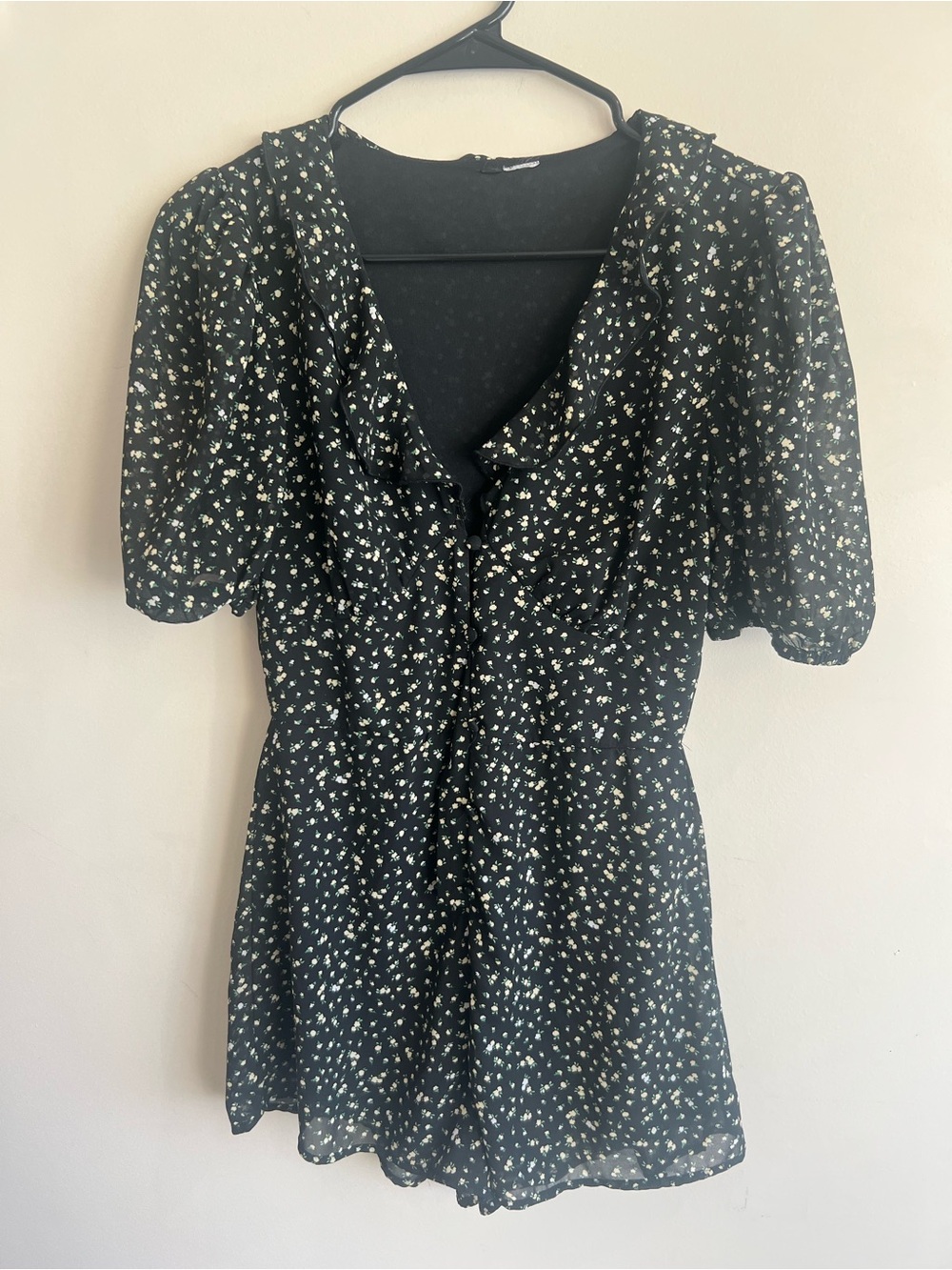 Ditsy Floral Black Romper